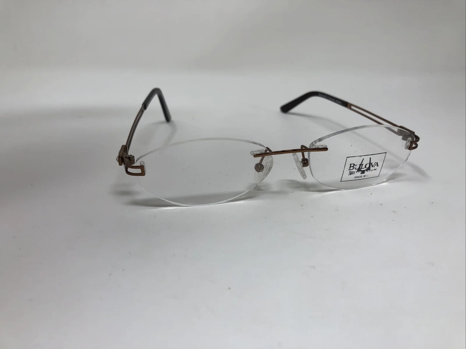BULOVA TITANIUM FRESNO 52-17-140 BROWN RIMLESS EYEGLASSES FRAME 3746 4