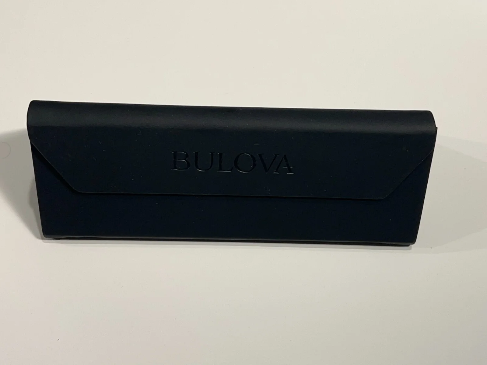 BULOVA Triangular Sunglasses Eyeglasses Black Magnetic Leather Hard Case 3