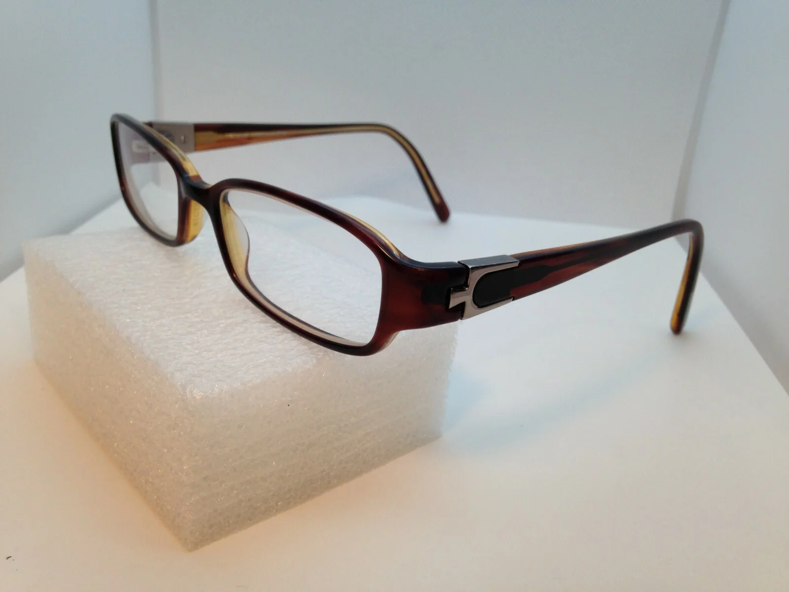 Bulova Turin Womens Rectangular Eyeglass Frames Amber Gunmetal 51▯16-135