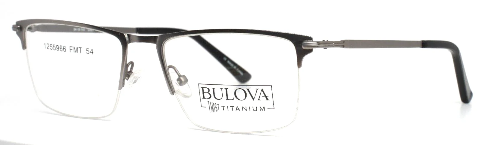BULOVA Wanaka Grey Mens Rectangle Half Rim Eyeglasses 54-18-140 B:37