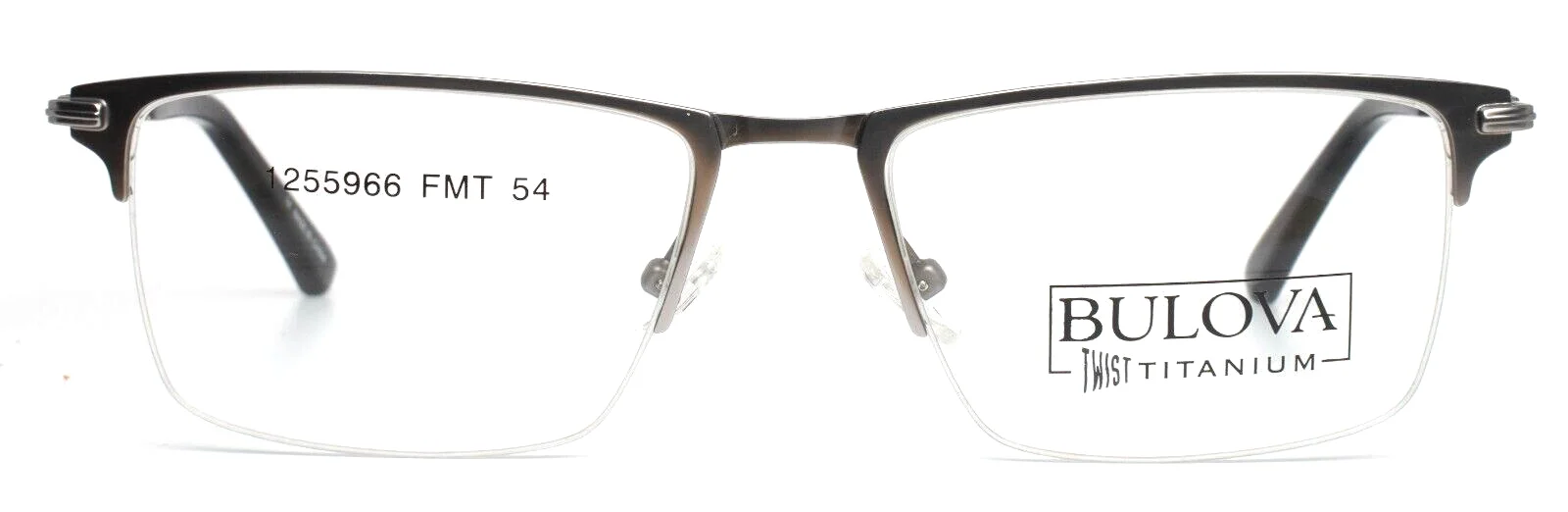 BULOVA Wanaka Grey Mens Rectangle Half Rim Eyeglasses 54-18-140 B:37 2