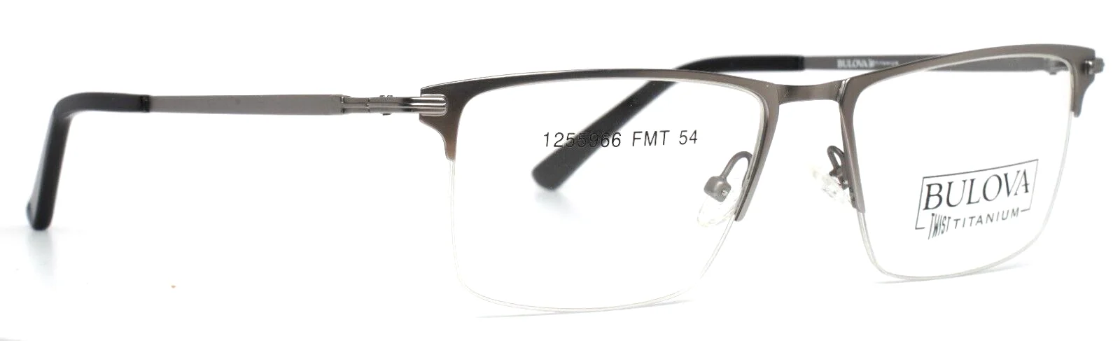 BULOVA Wanaka Grey Mens Rectangle Half Rim Eyeglasses 54-18-140 B:37 3