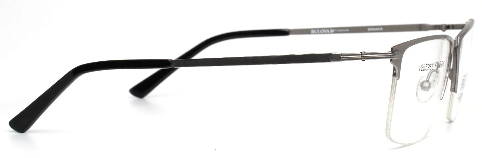 BULOVA Wanaka Grey Mens Rectangle Half Rim Eyeglasses 54-18-140 B:37 4