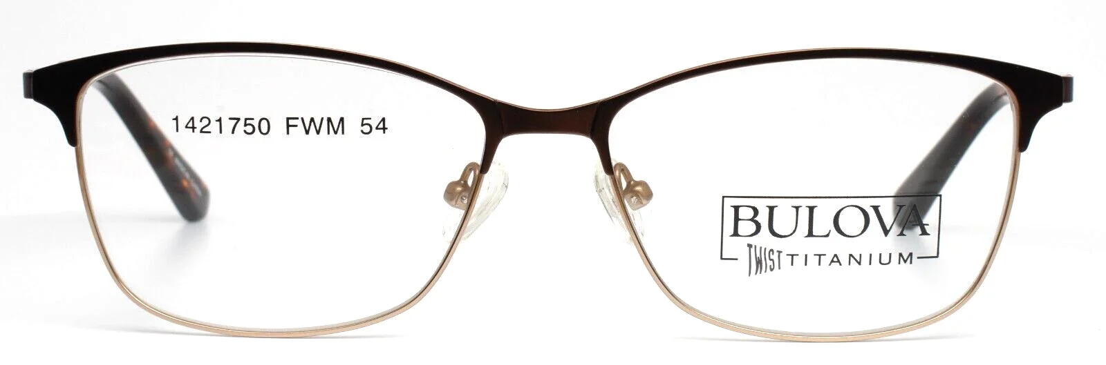 BULOVA Wichita Brown Womens Semi Cat Eye Full Rim Eyeglasses 54-15-140 B:38 2