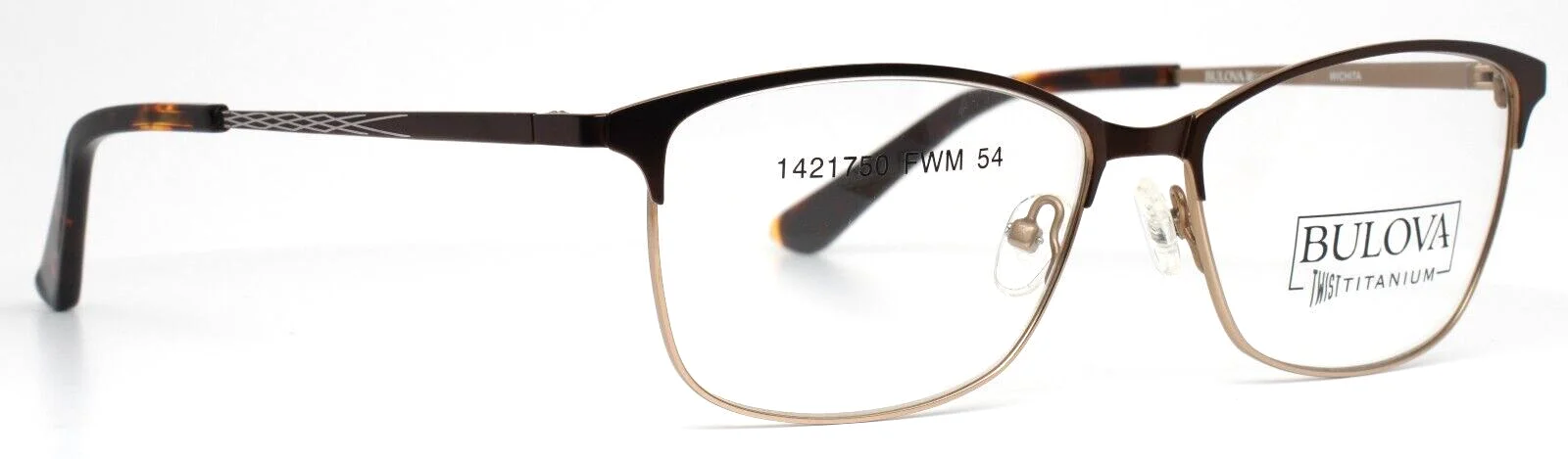 BULOVA Wichita Brown Womens Semi Cat Eye Full Rim Eyeglasses 54-15-140 B:38 3
