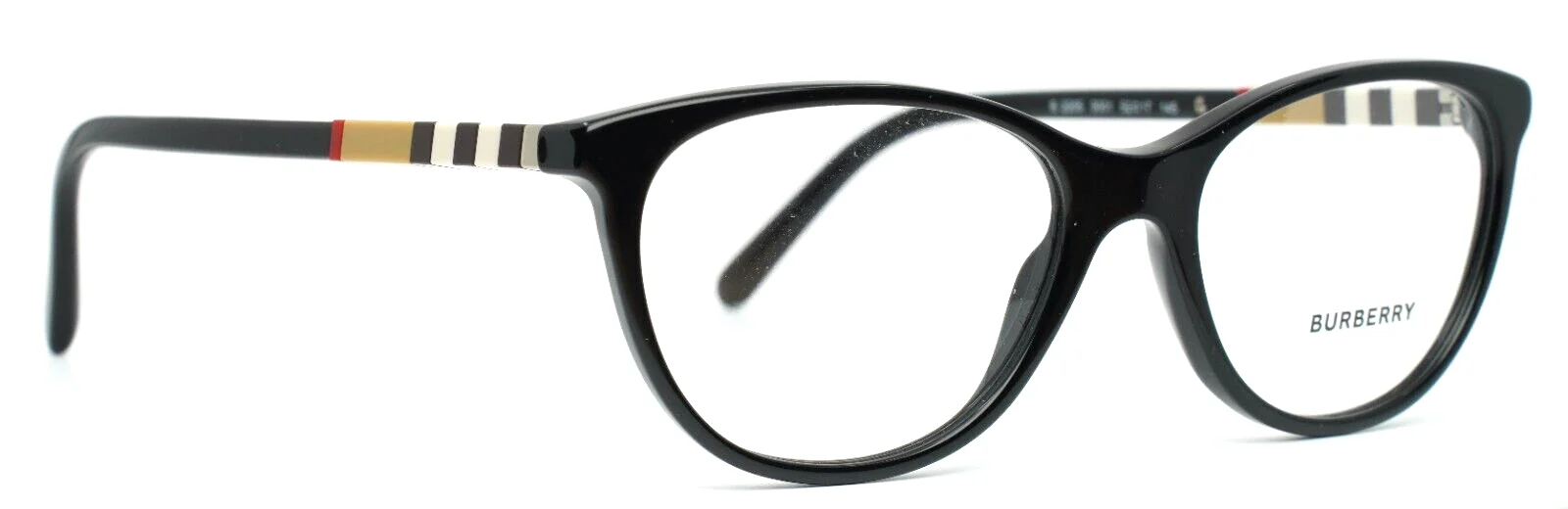 BURBERRY BE2205 3001 Black Womens Cat Eye Full Rim Eyeglasses 52-17-145 B:39 3