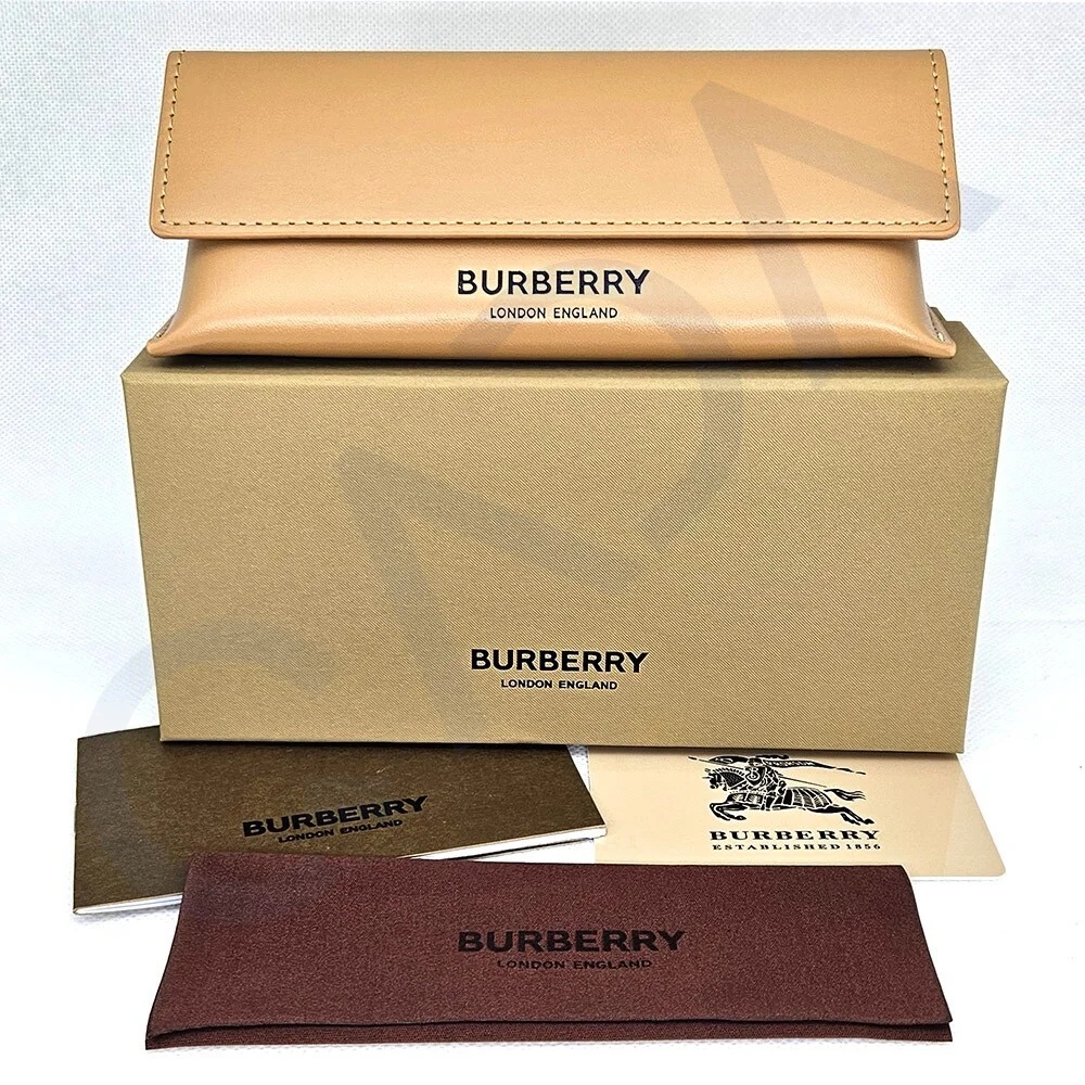 Burberry Camel Brown Triangle Soft Leather Eyeglasses Sunglass Case w/ Cloth&Box 4