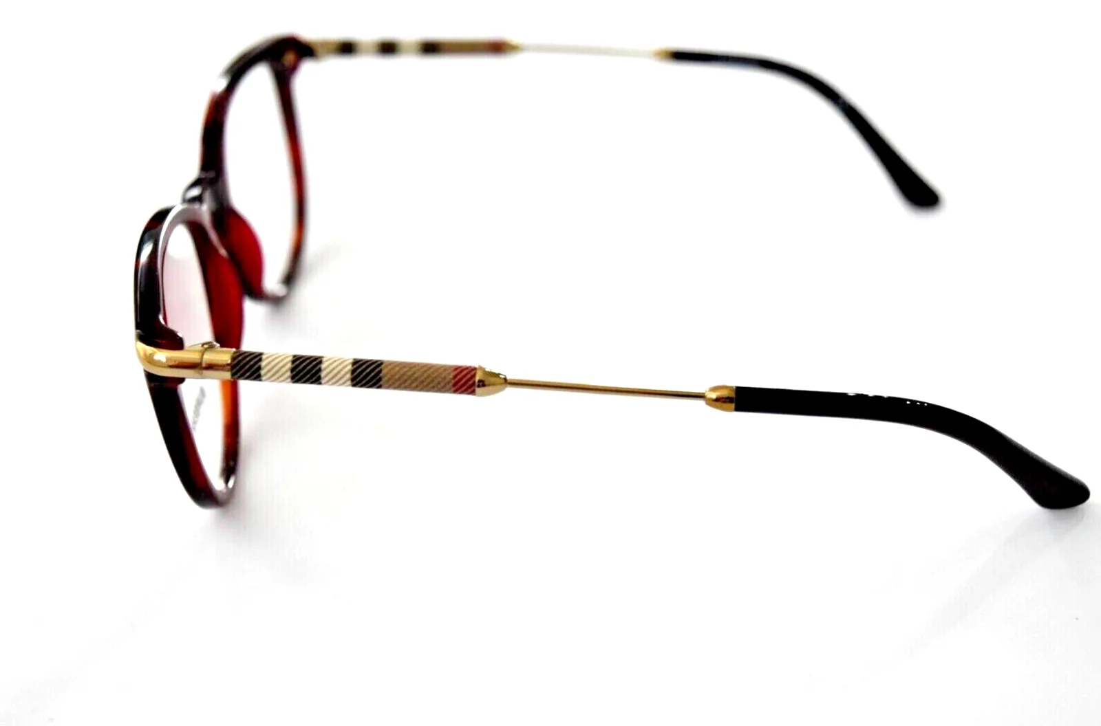 BURBERRY Eyeglasses B 2255-Q 3657 51-18 Red Tortoise Frames Leather Hinge Decor 3