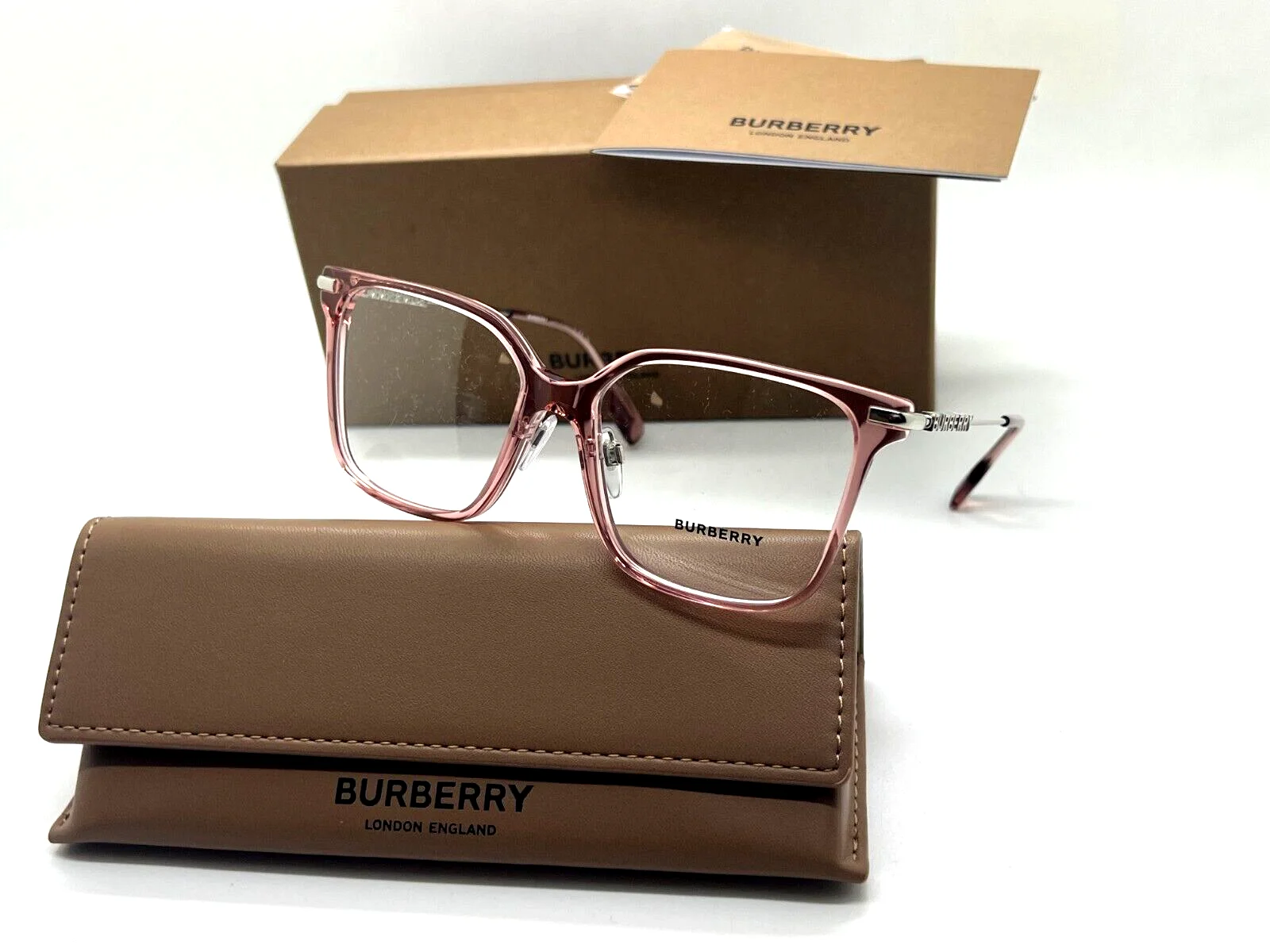 Burberry Eyeglasses B 2376 4069 TRANSPARENT ROSE FRAME 54-16-140MM NIB ITALY