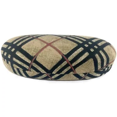 Burberry Eyeglasses Case Classic Plaid Brown Black Nova Fabric Hard Clam Shell