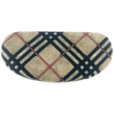 Burberry Eyeglasses Case Classic Plaid Brown Black Nova Fabric Hard Clam Shell 2