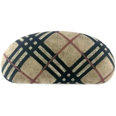 Burberry Eyeglasses Case Classic Plaid Brown Black Nova Fabric Hard Clam Shell 3