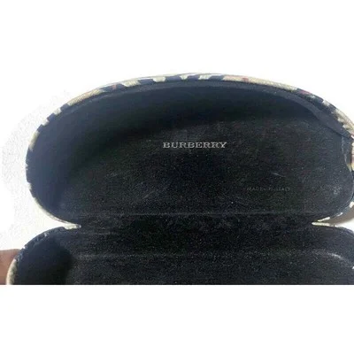 Burberry Eyeglasses Case Classic Plaid Brown Black Nova Fabric Hard Clam Shell 4