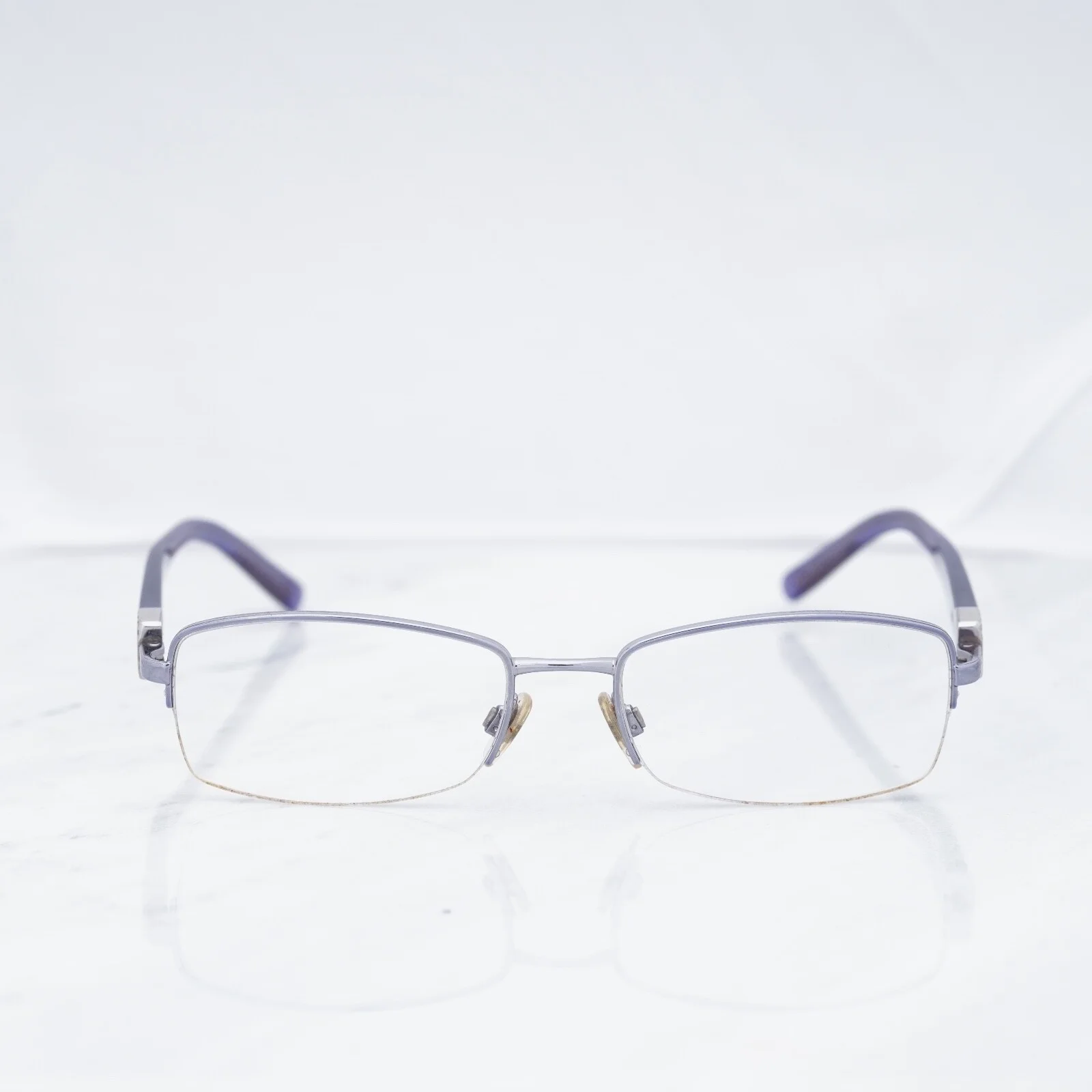 Burberry Metal Half Rim Frames Purple Periwinkle Blue - 52 17 135mm + Case 2
