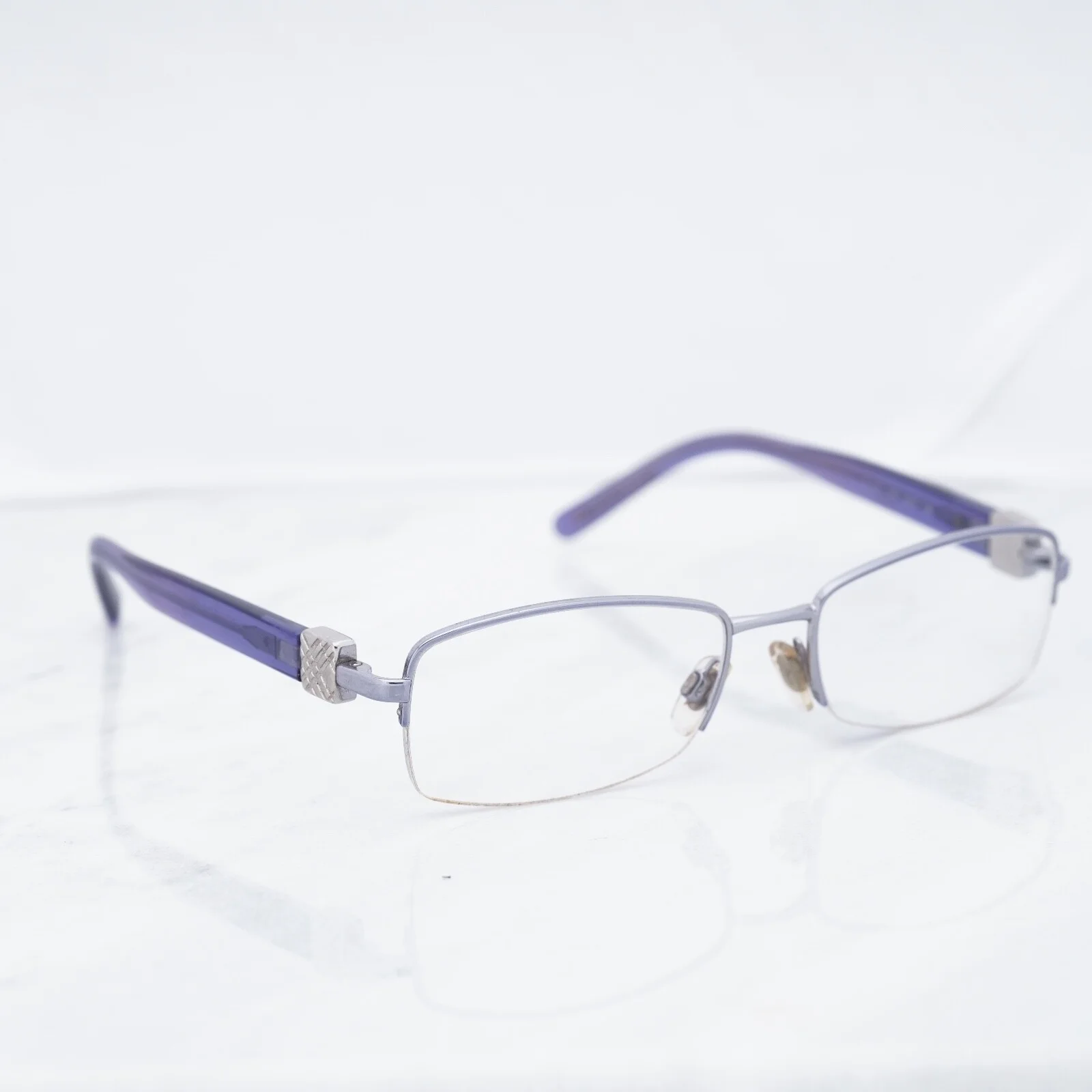 Burberry Metal Half Rim Frames Purple Periwinkle Blue - 52 17 135mm + Case 3