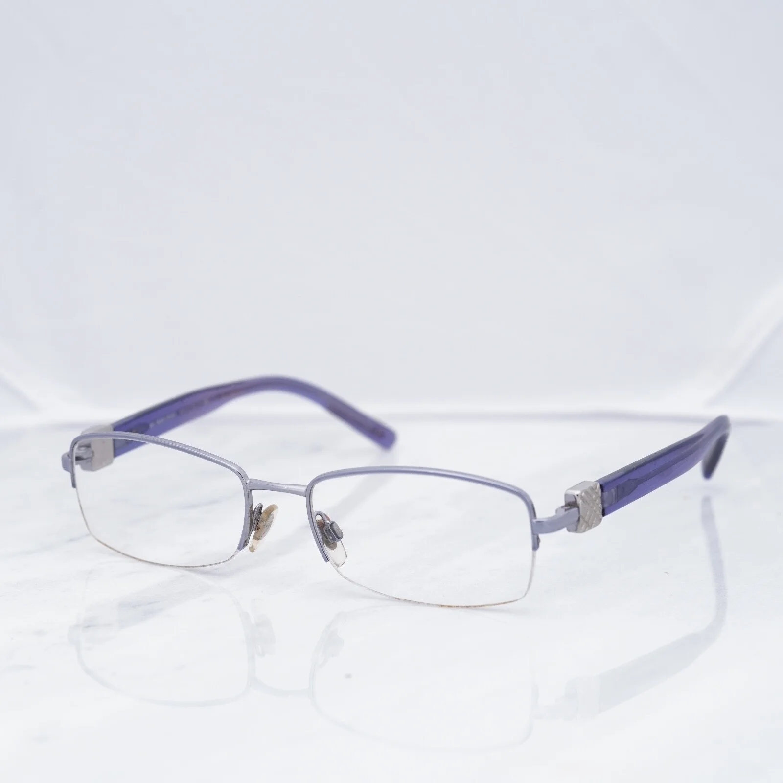 Burberry Metal Half Rim Frames Purple Periwinkle Blue - 52 17 135mm + Case 4