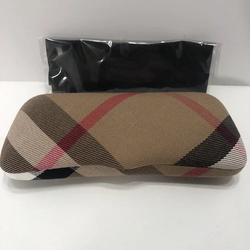 BURBERRY Nova Check Glasses Case Eyeglasses Hard Shell Cloth Plaid Made In Italy 1