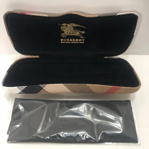 BURBERRY Nova Check Glasses Case Eyeglasses Hard Shell Cloth Plaid Made In Italy 2
