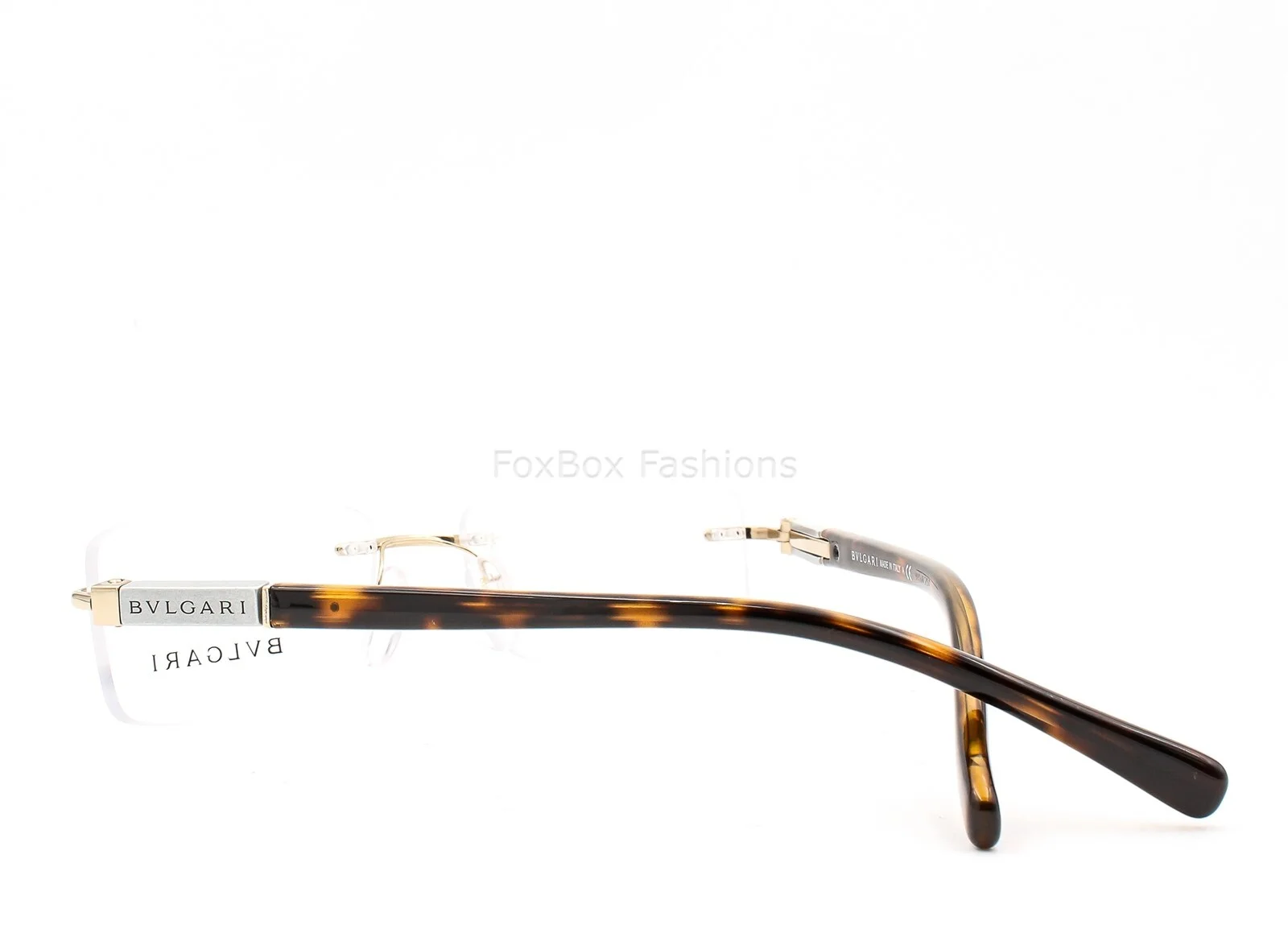 Bvlgari 1054 278 Rimless Eyeglasses Glasses Gold / Brown Tortoise 55-17-140 3