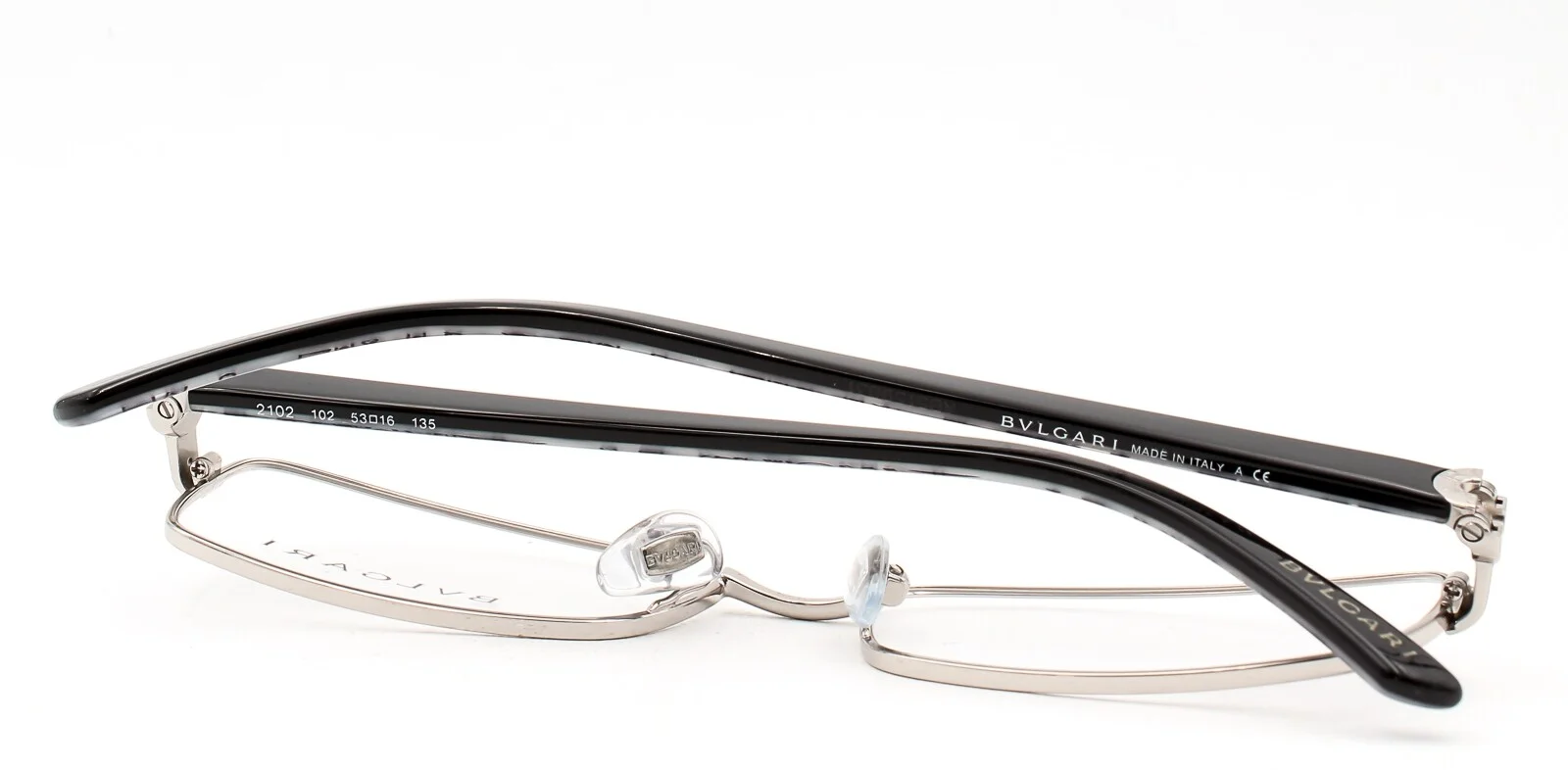 Bvlgari 2102 102 Eyeglasses Optical Frames Glasses Silver / Black 53-16-135 4