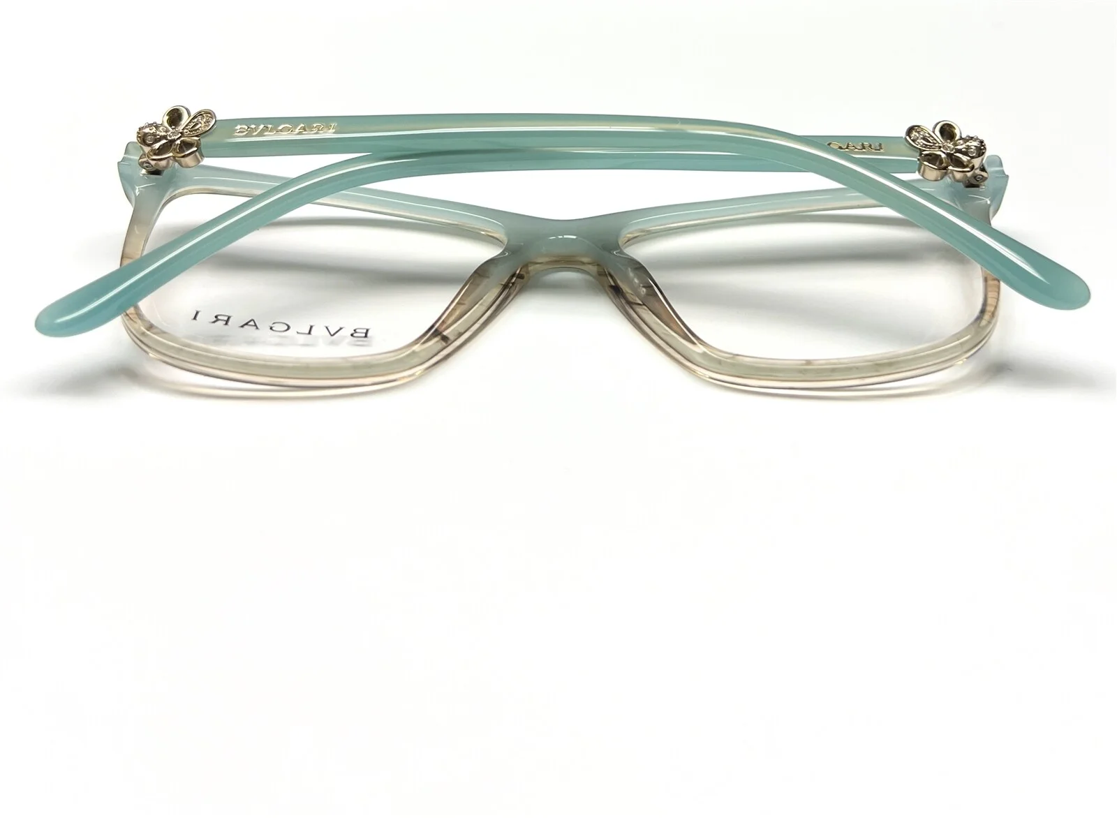 Bvlgari 4073-B 5266 Eyeglasses Glasses Aqua Blue Brown Mix / Gold Flower 54mm 4