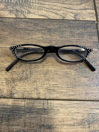 Bvlgari BV451-B 501 49 20 145 Black Jeweled Eyeglass Frames Italy G107