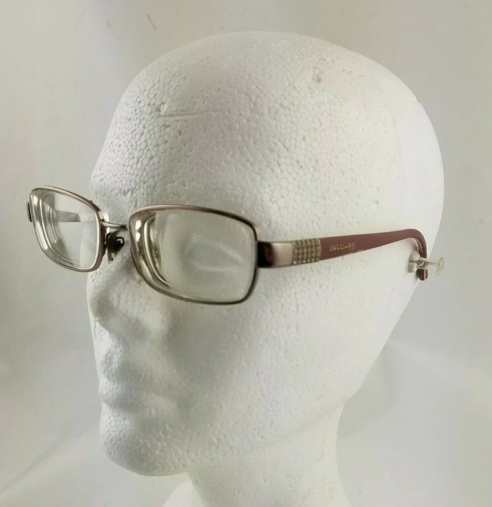 BVLGARI Eyeglasses Frame Italy 54-16-132 Eggplant Plant Swarovski Crystal