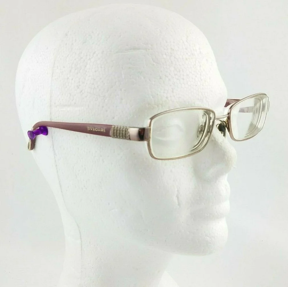 BVLGARI Eyeglasses Frame Italy 54-16-132 Eggplant Plant Swarovski Crystal 2