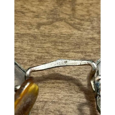 c1900 Art Deco Sharon Octagonal Etched Eyeglasses Cable Arm Long Prairie MN TH3 4