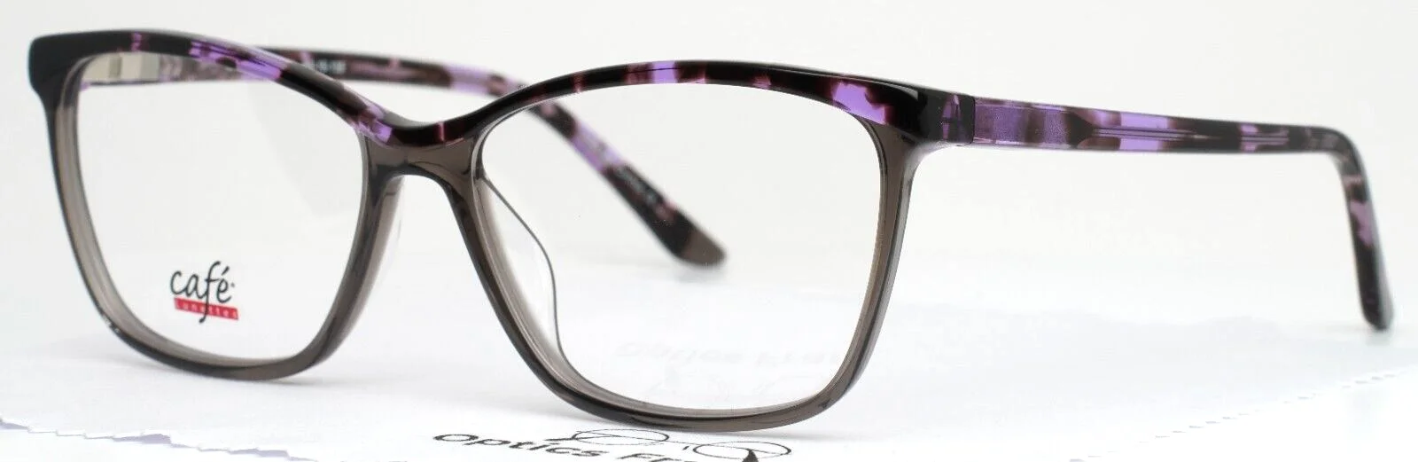 CAFE LUNETTES 3244 C1 Purple Tortoise/Gray Womens Cat Eye Eyeglasses 53-15-135