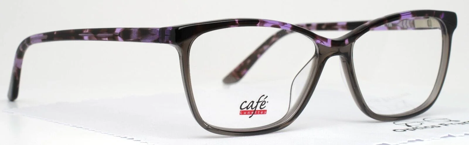 CAFE LUNETTES 3244 C1 Purple Tortoise/Gray Womens Cat Eye Eyeglasses 53-15-135 3