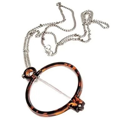 Calabria 2945R Monocle Fold Reading Glasses&Silver Chain Necklace TORTOISE +3.00