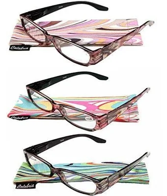 Calabria 738 Women Stained Glass Design Reading Glasses w/Matching Case Red +1.5