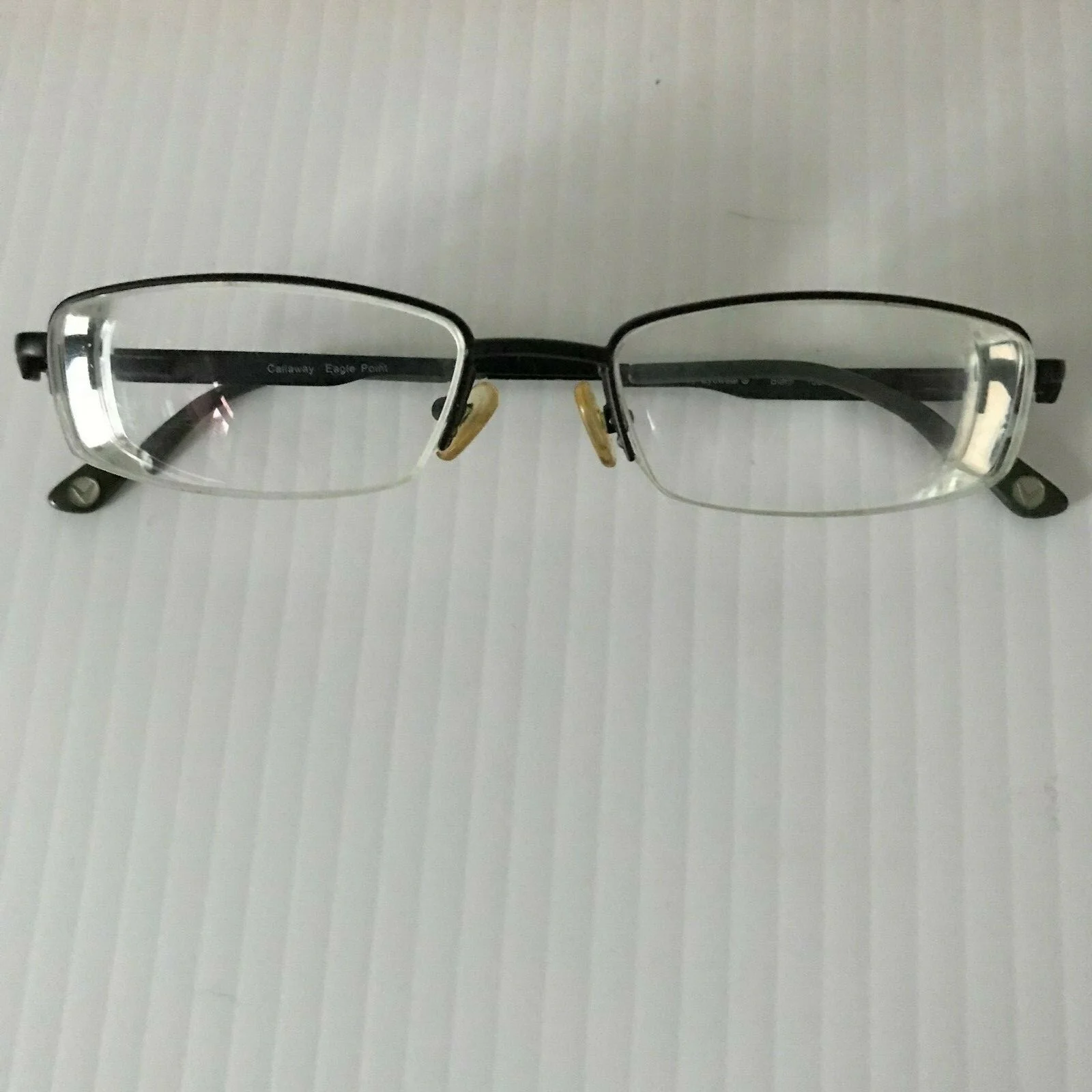 CALLAWAY Eagle Point Mens Eyeglass Frames Black Metal Half Rim Flex Hinge