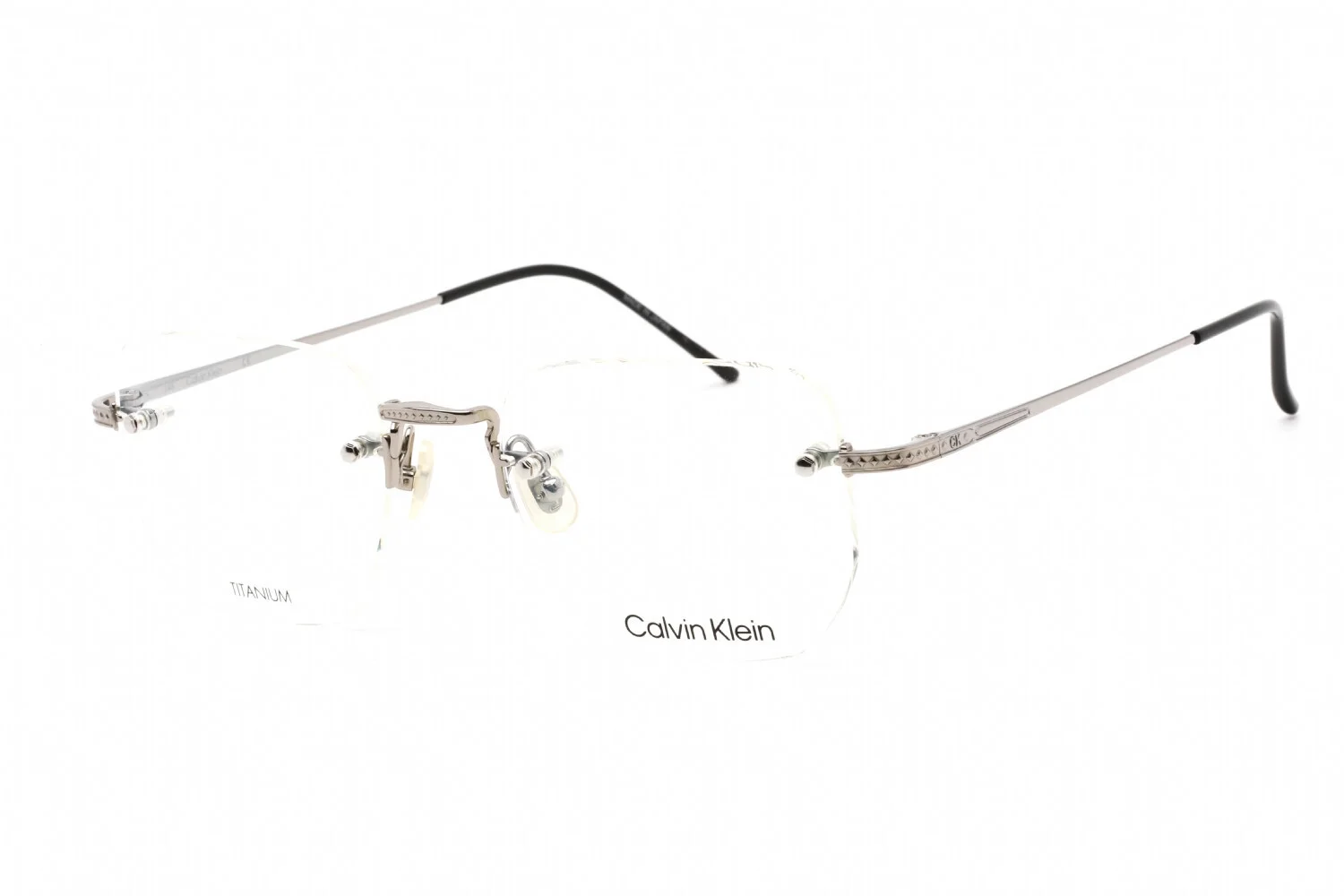 Calvin Klein CK 22112T 045 Silver Rimless Titanium Eyeglasses 51-20-145 W/Case