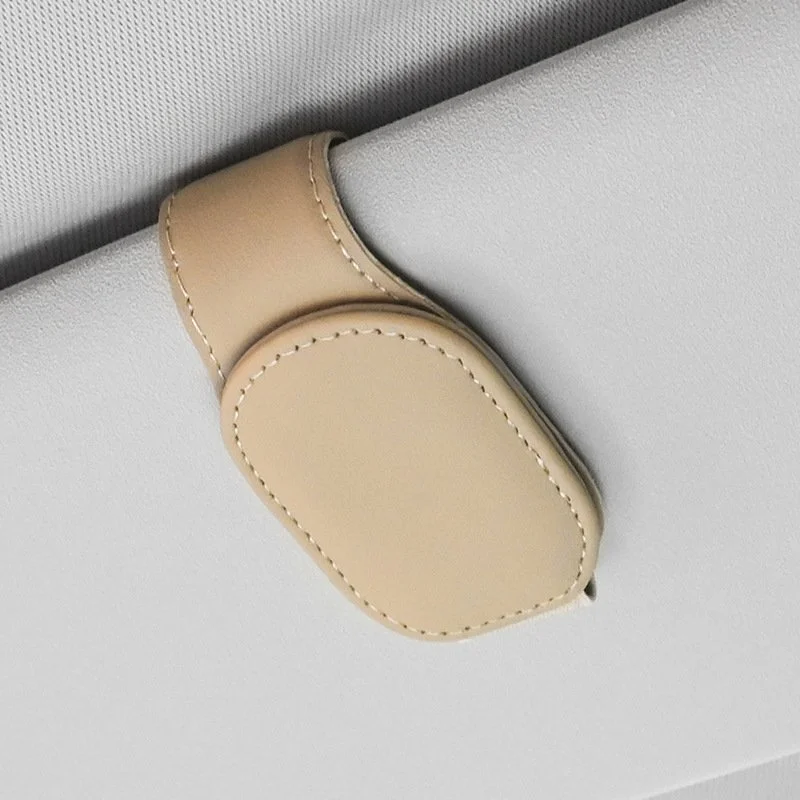 Car Magnetic Leather Sunglasses Holder for Car Sun Visor Eyeglass Hanger Clip US 2