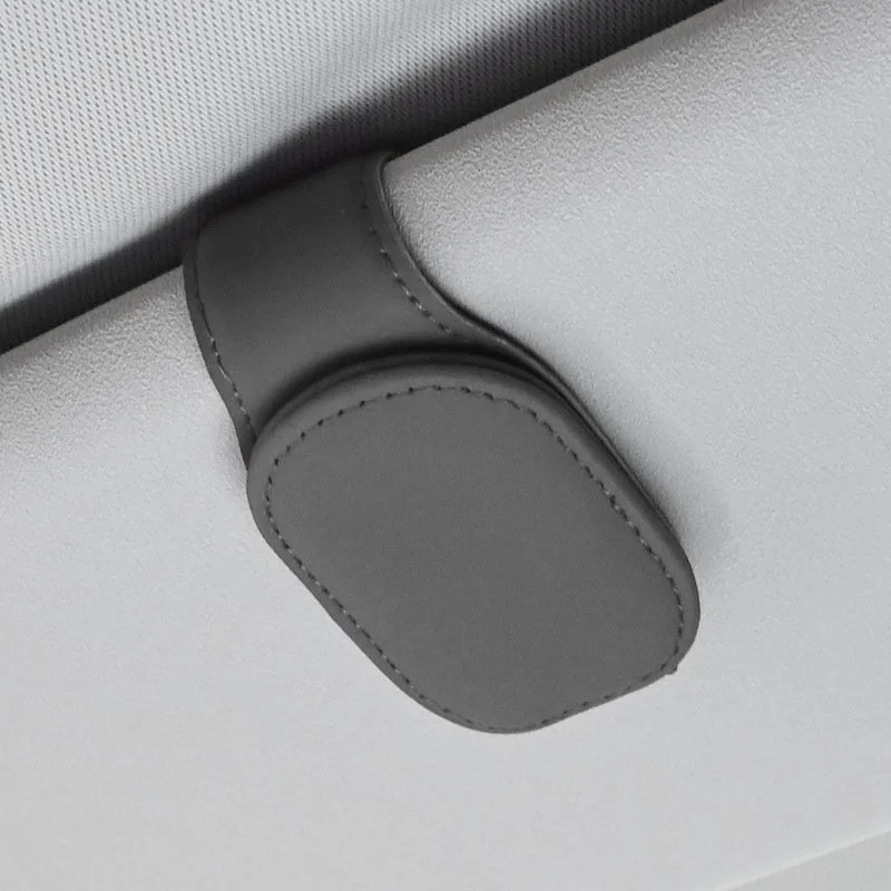 Car Magnetic Leather Sunglasses Holder for Car Sun Visor Eyeglass Hanger Clip US 3