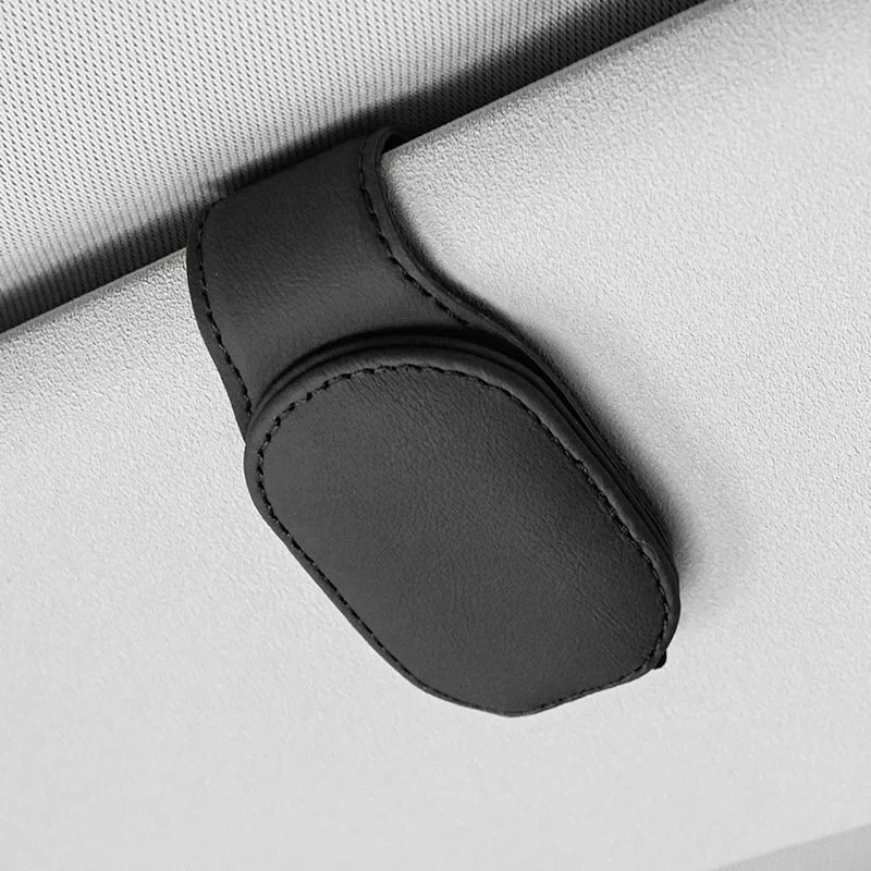 Car Magnetic Leather Sunglasses Holder for Car Sun Visor Eyeglass Hanger Clip US 4