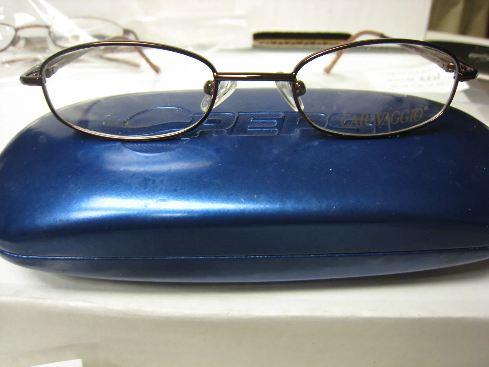 CARAVAGGIO EYEGLASS FRAMES Style SOCCER Sz. 42-18-125 GUNMETAL DEMO W/ CASE