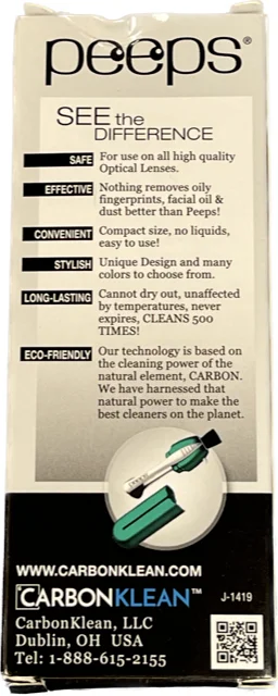 CarbonKlean Peeps Eyeglass Lens Cleaner Carbon Microfiber BLACK NEW IN BOX 3