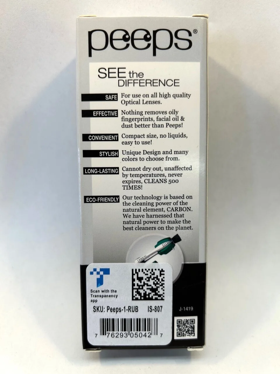 CarbonKlean Peeps Eyeglass Premium Lens Cleaner - safe for all glasses (Black) 3