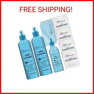 Care Touch Eyeglass Cleaner Spray Kit Alcohol-Free Glasses Spray Cleaner 26Wipes