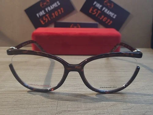 Carolina Herrera CH/0005 086 Havana Semi Rim Cat Eye Eyeglasses Frame 55-18-140 2