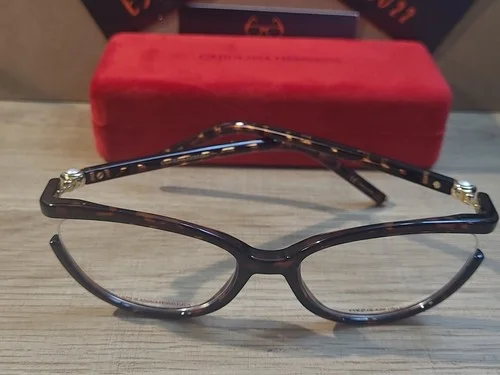 Carolina Herrera CH/0005 086 Havana Semi Rim Cat Eye Eyeglasses Frame 55-18-140 3