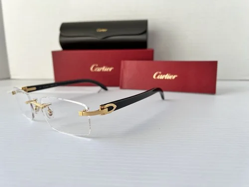 CARTIER C Decor CT0049O 001 Gold Black Buffalo Horn Temples ClearLens Eyeglasses 4