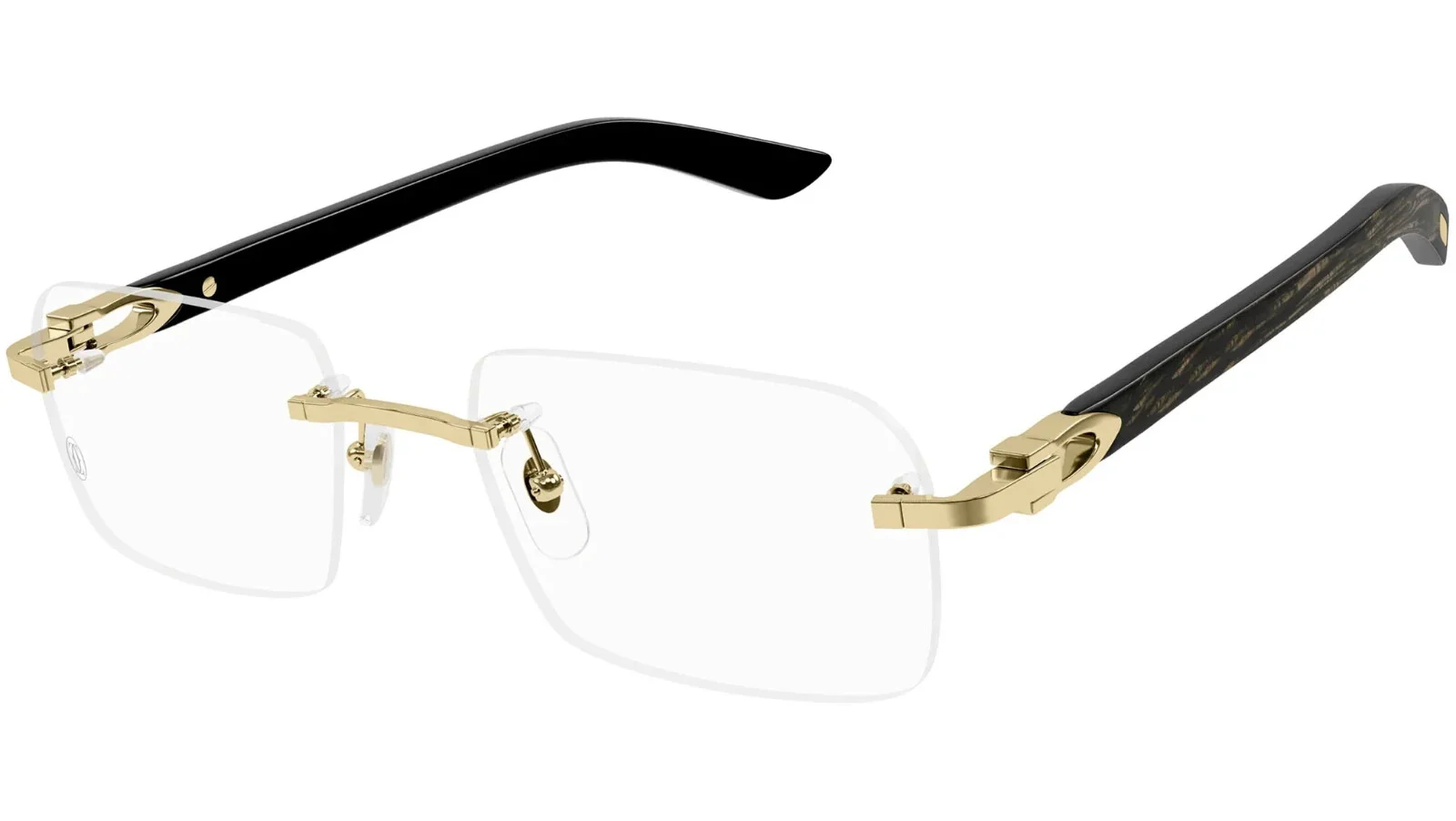 Cartier C Decor Eyeglasses CT0453o-001 Gold Black Buffalo Horn Frame