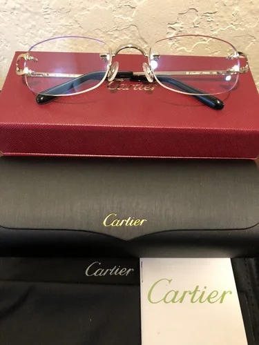 Cartier C Decor Vintage Optical Rimless platinum Eyeglasses