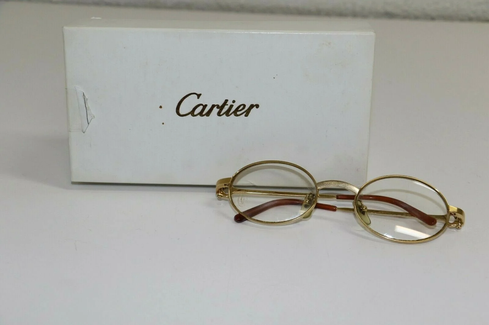 Cartier Eyeglasses Frames Oval Brushed Pale Gold T8100429 - 48- 20 -130