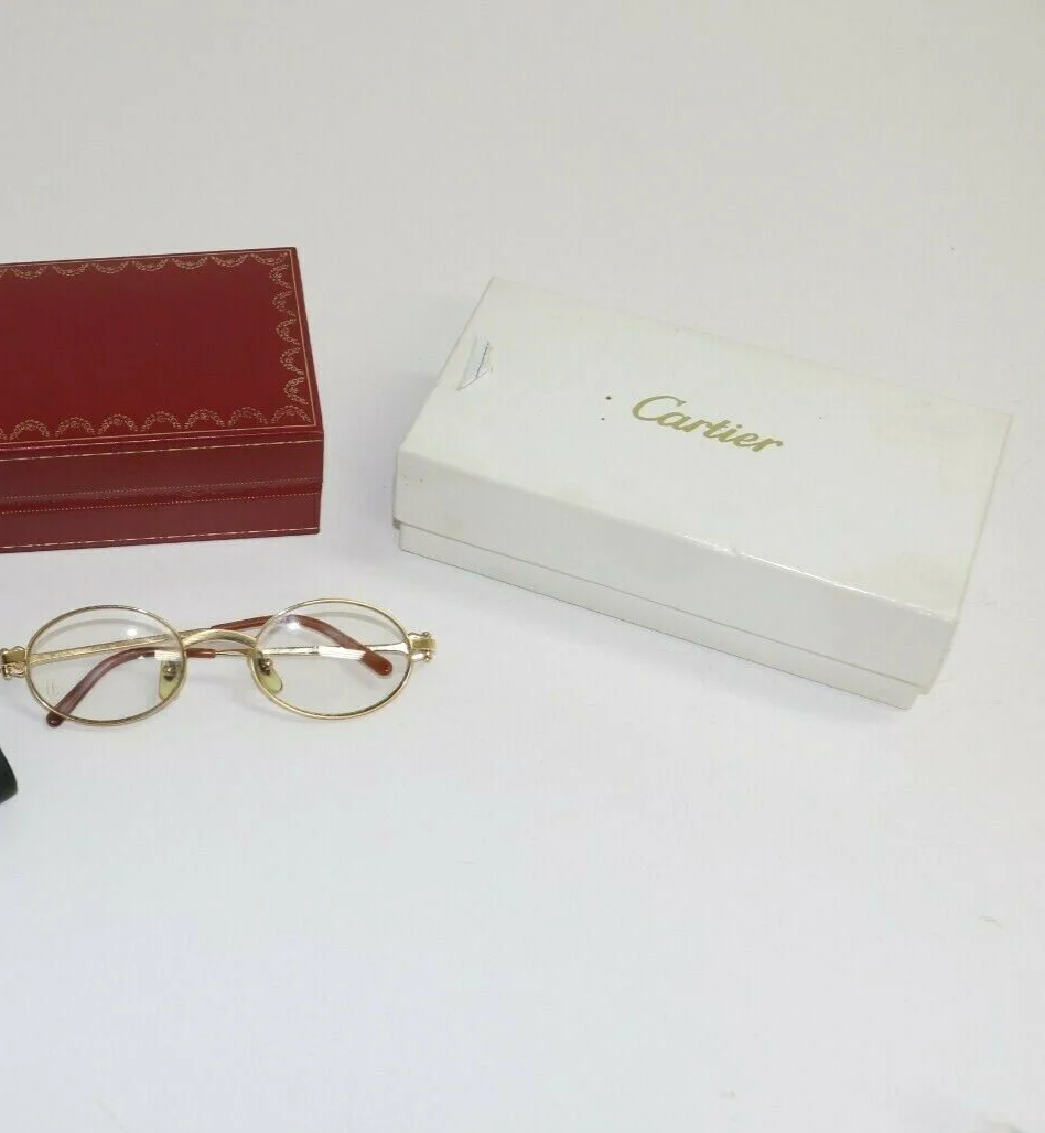 Cartier Eyeglasses Frames Oval Brushed Pale Gold T8100429 - 48- 20 -130 2