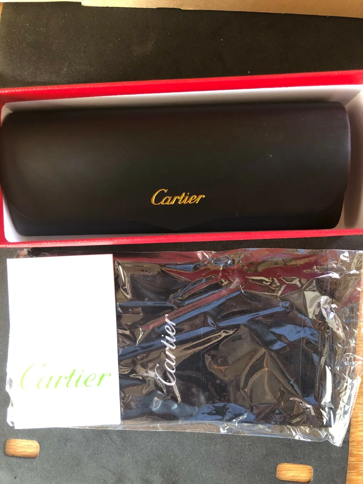 CARTIER Eyeglasses Hard Case BOX/CASE Black Leather FRANCE Magnetic Closure. New 2